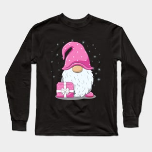 Retro Vintage Pink Santa Claus Christmas Long Sleeve T-Shirt